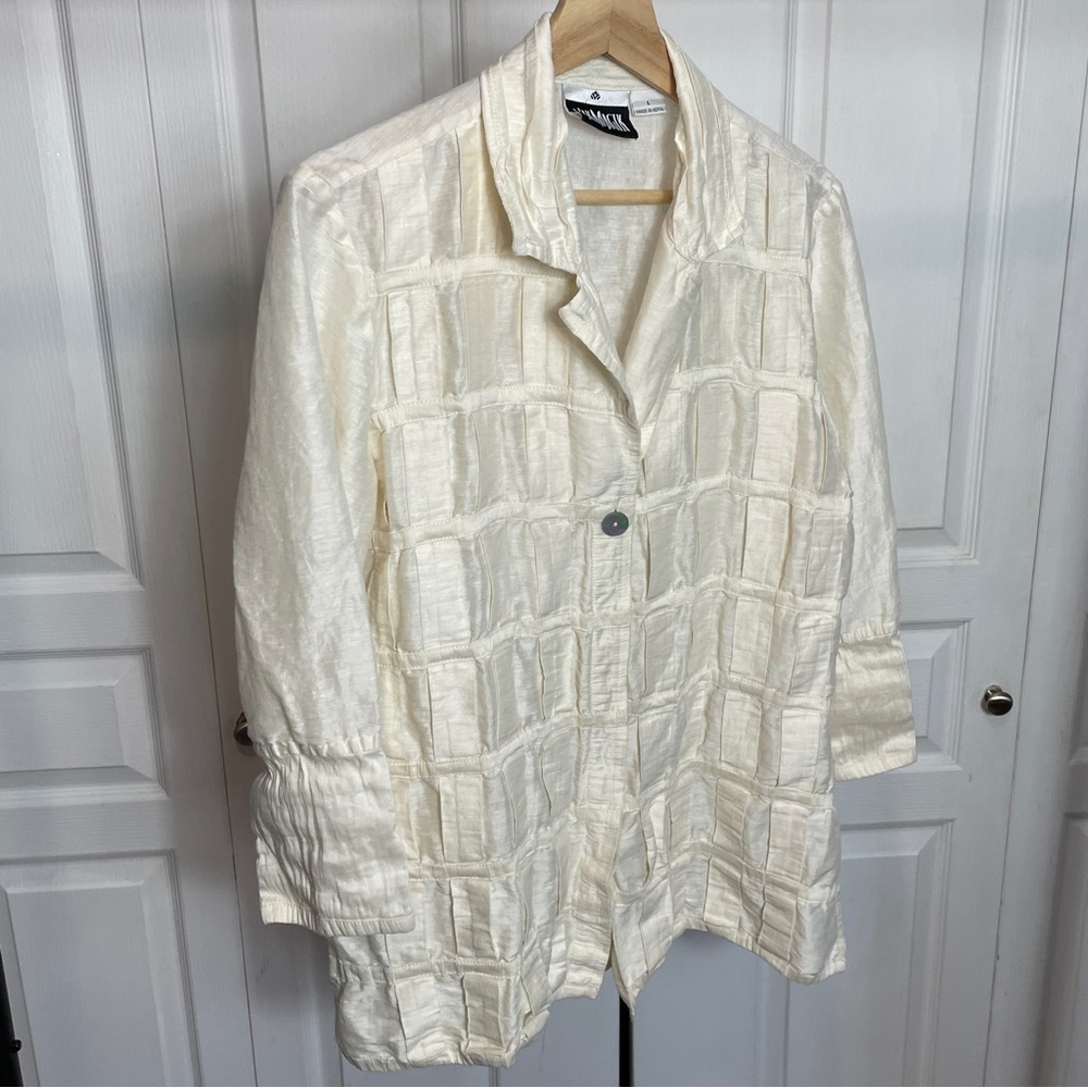 SILK & LINEN Textured Lightweight Jacket